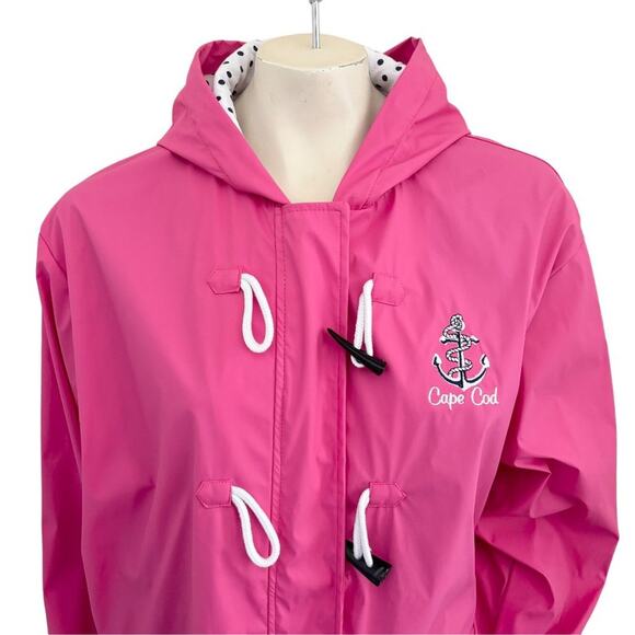 NEW RITCHIES SPORTSWEAR Cape Cod Hooded Toggle Raincoat in Bubblegum Pink SZ XL - Picture 2 of 12